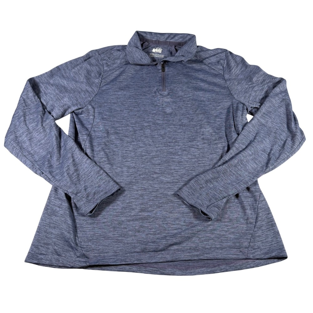REI Co-op‎ Quarter Zip Pullover Womens Medium Blue Space Dye Heather Performance